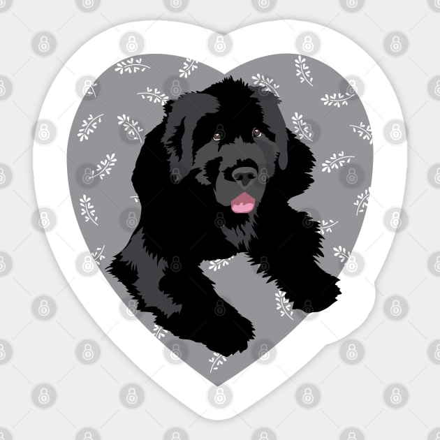 Newfoundland Dog Heart in slate gray Sticker by HotPinkStudio.Me